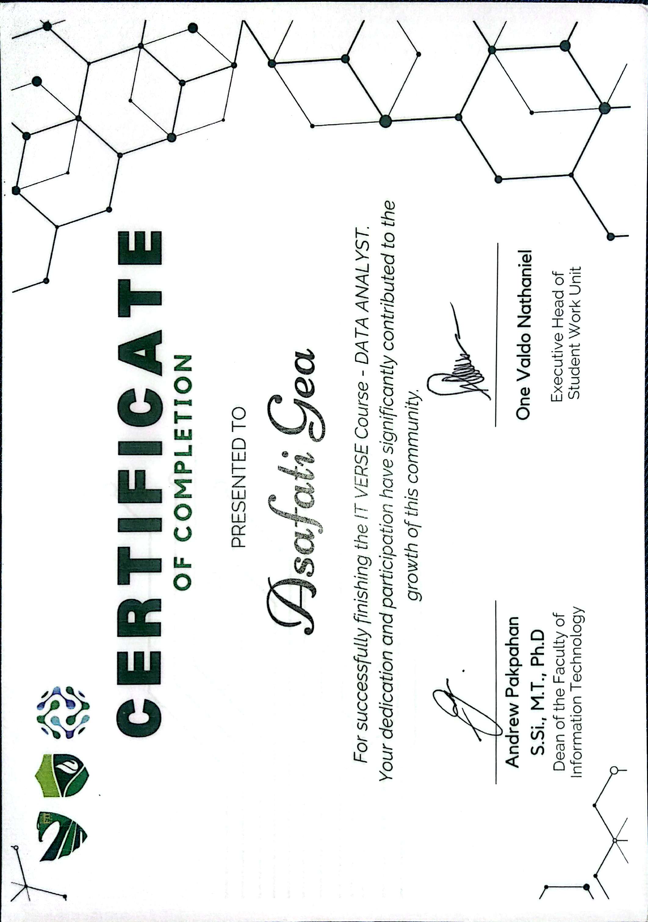 Data Analysis Certificate